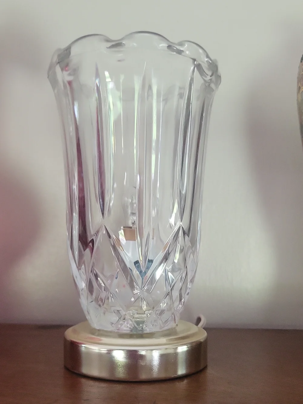 Crystal-Style Table Lamp - Clear Glass with Gold Base